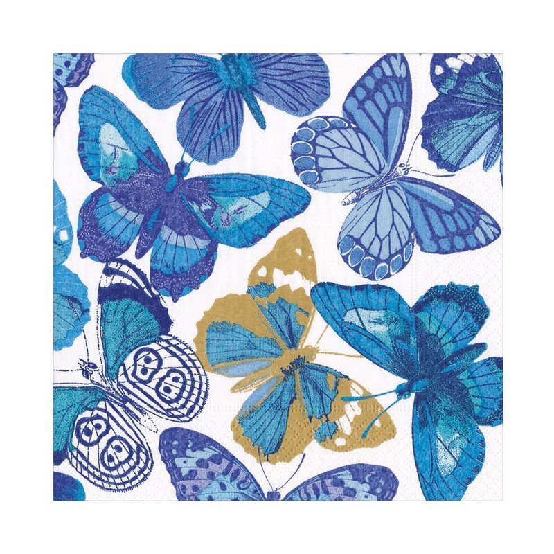 SERVIETTE PAPILLONS BLEUS 33CM (x20)