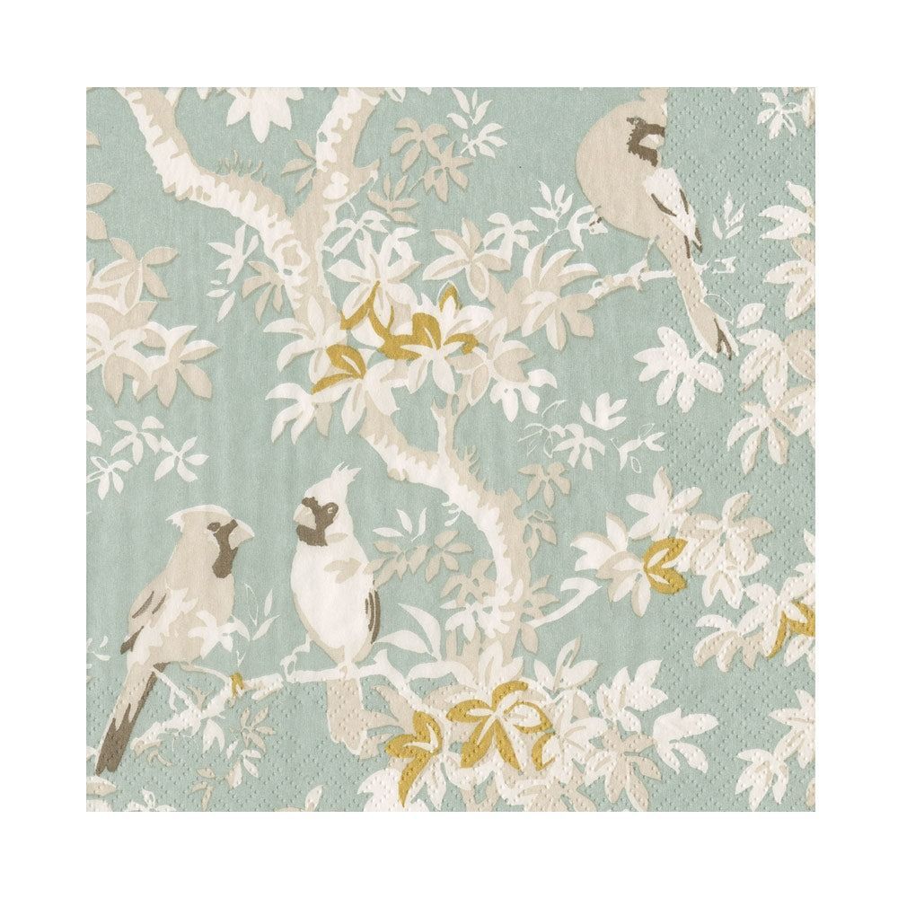 SERVIETTE OISEAUX PARADISIAQUES IVOIRE ET GRIS 33CM (x20)