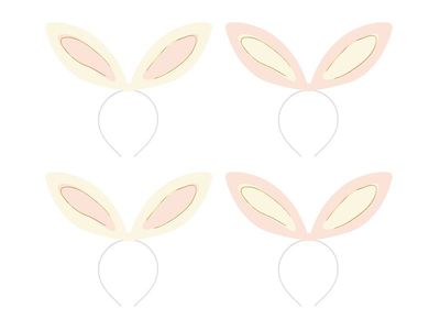 SERRE-TETE OREILLE DE LAPIN BLANC, ROSE ET OR 12.5x29CM (x4)