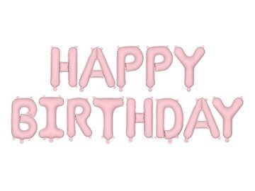 GUIRLANDE DE BALLONS HAPPY BIRTHDAY ROSE 3.40MX35CM