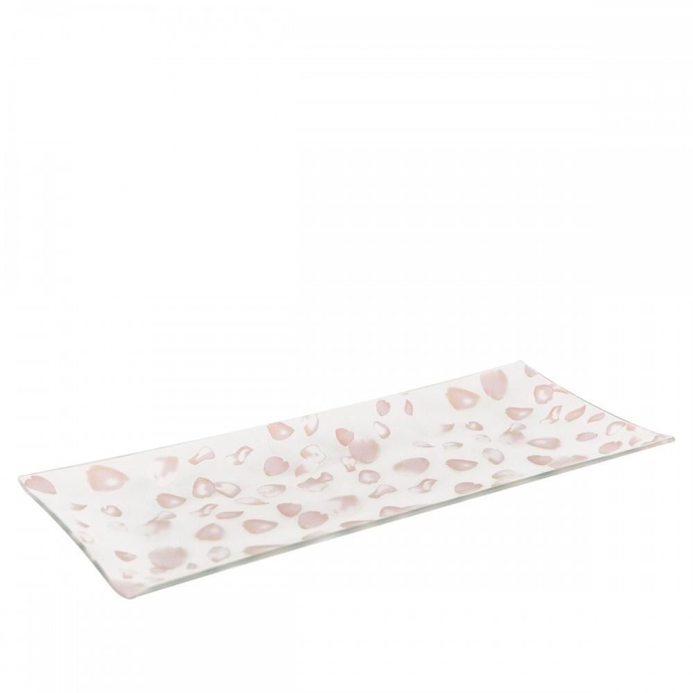 PLAT A GATEAU BLANC PETALES DE ROSE ROSES 36x14CM