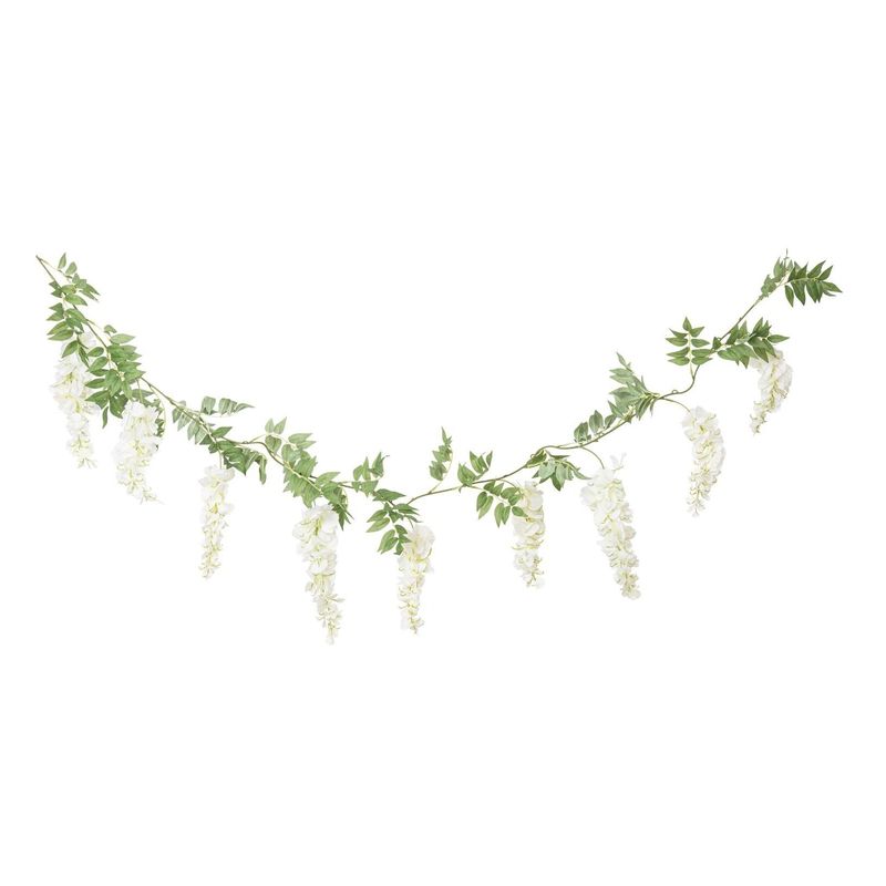 GUIRLANDE DE GLYCINES BLANCHES ET FEUILLAGE 1.80M