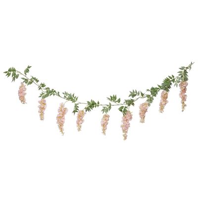 GUIRLANDE DE GLYCINES ROSES ET FEUILLAGE 1.80M