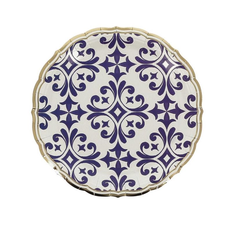 ASSIETTE DOLCE VITA BLEU ROIx BLANC ET OR 23CM (8)
