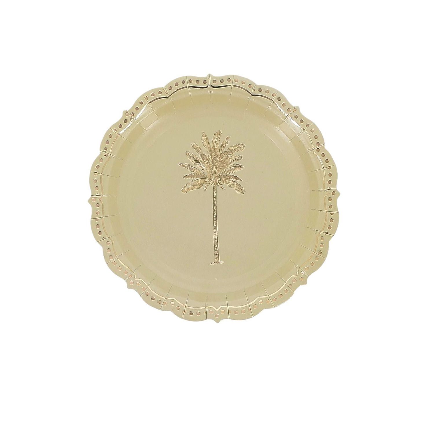 ASSIETTE CREME PALMIER ET LISERE OR 18CM (x8)