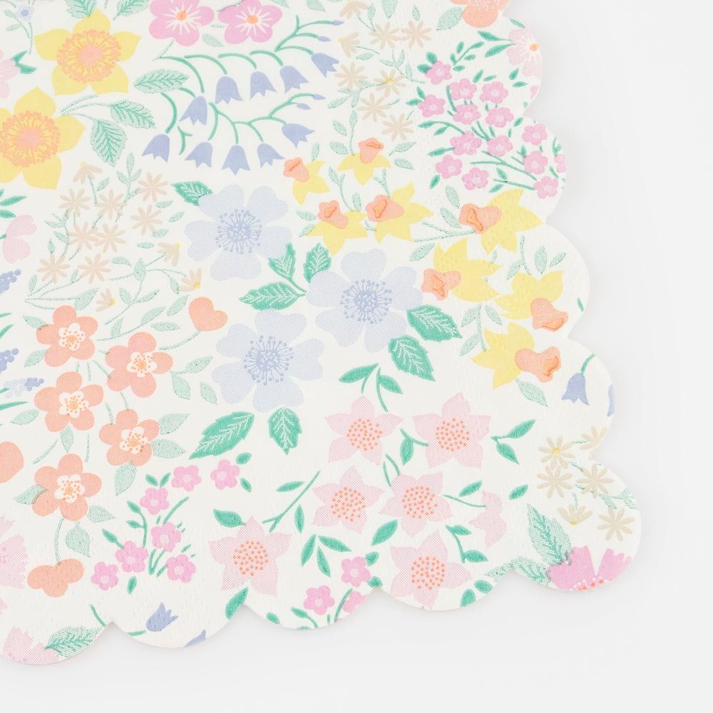 SERVIETTES FLEURIES JARDIN DU COTTAGE PASTEL 33CM (16)