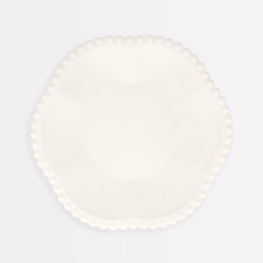ASSIETTES CREMES BORDEES DE POINTS COMPOSTABLES 22CM (8)