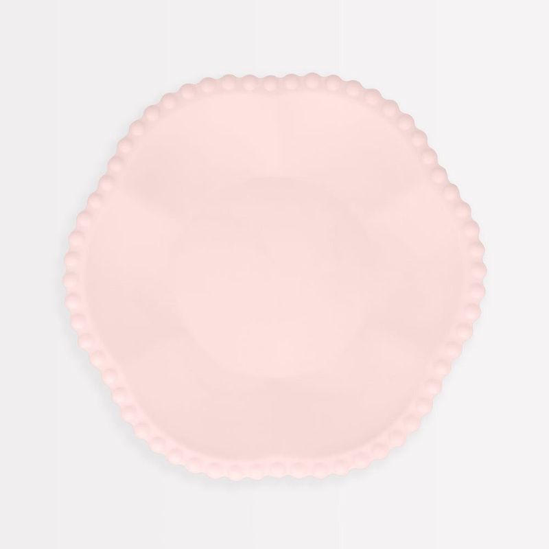 ASSIETTES ROSES BORDEES DE POINTS COMPOSTABLES 22CM (8)