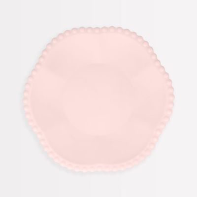 ASSIETTES ROSES BORDEES DE POINTS COMPOSTABLES 22CM (8)