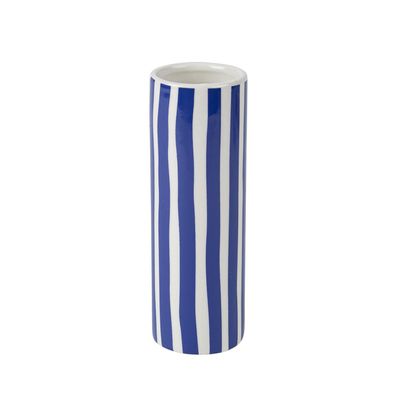 VASE DELIA CERAMIQUE BLEU ROI ET BLANC 5.5X16CM