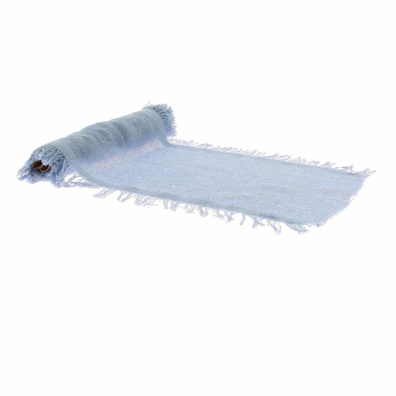CHEMIN DE TABLE EFFILOCHE FACON CHANVRE BLEU ORAGE 30CMX3M