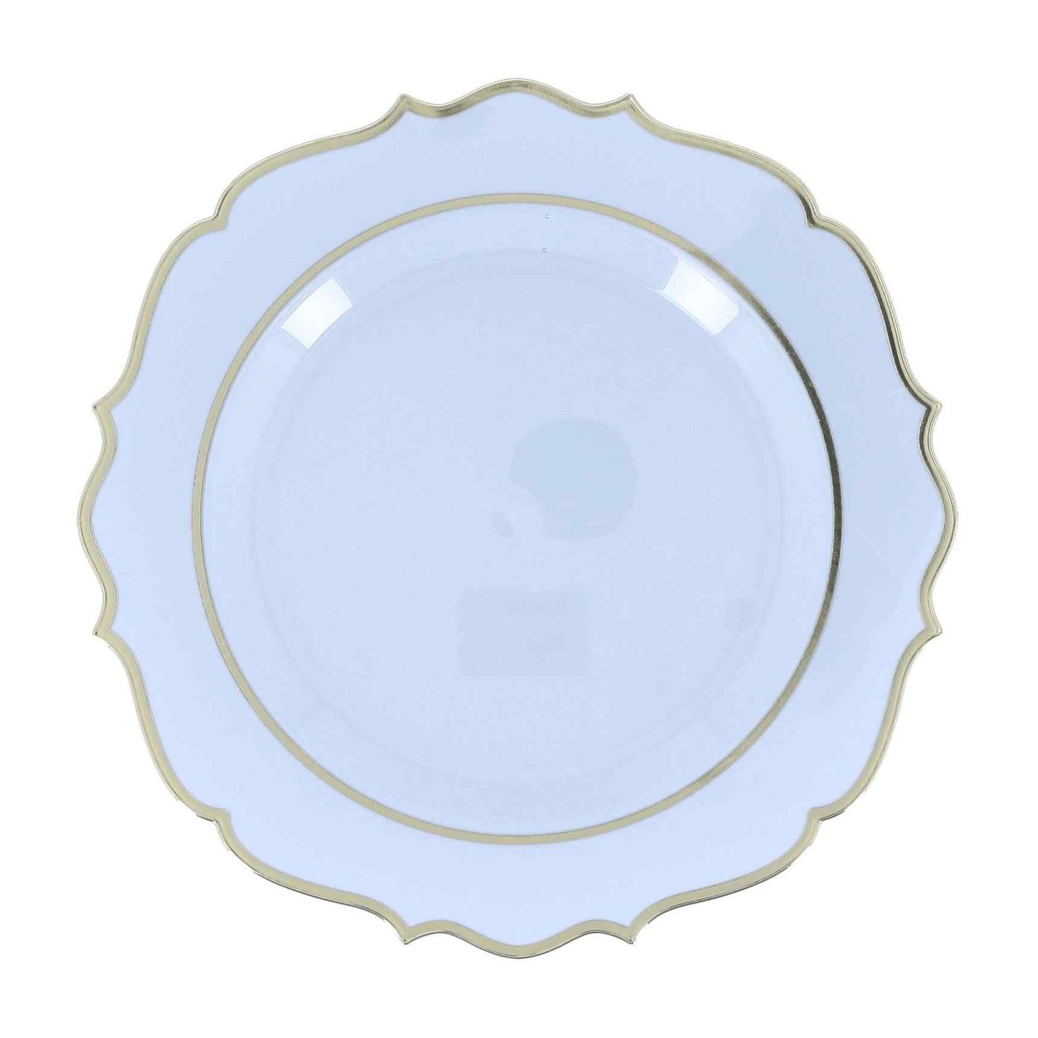 ASSIETTES REUTILISABLES PLASTIQUES BLEU ORAGE ET OR 26.5CM