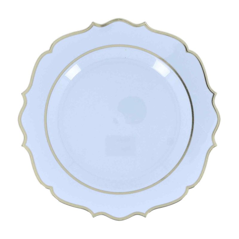 ASSIETTES REUTILISABLES BLEU ORAGE ET OR 19.5CM