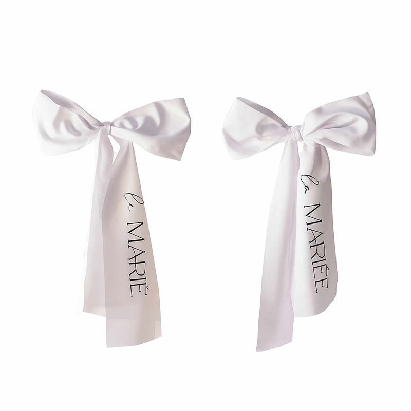 2 NOEUDS DE CHAISES LA MARIEE ET LE MARIE TISSU BLANC ET NOIR