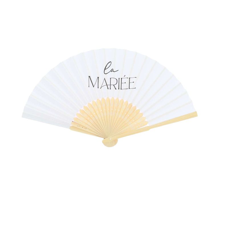 EVENTAIL LA MARIEE BOIS ET PAPIER BLANC 37.5CMX20CM
