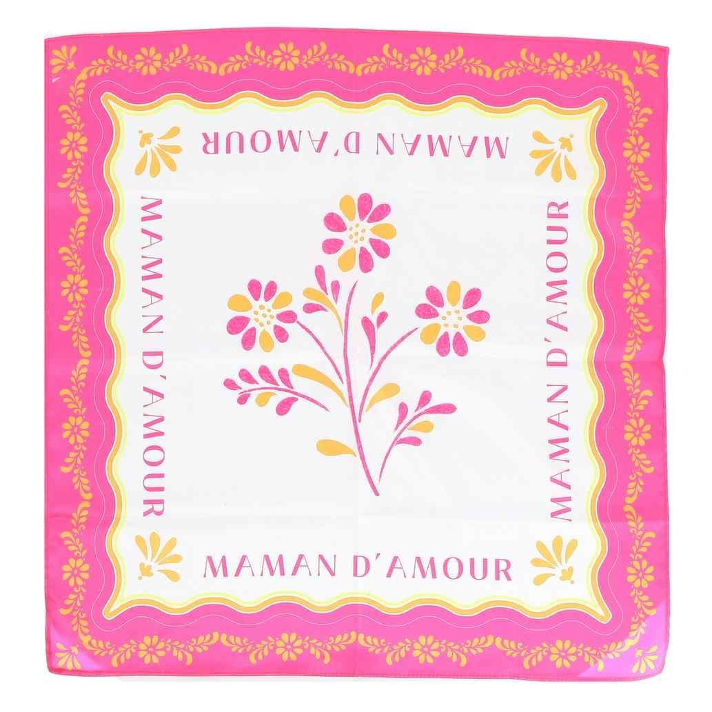 FOULARD "MAMAN D'AMOUR" SATIN BLANC 53X53CM