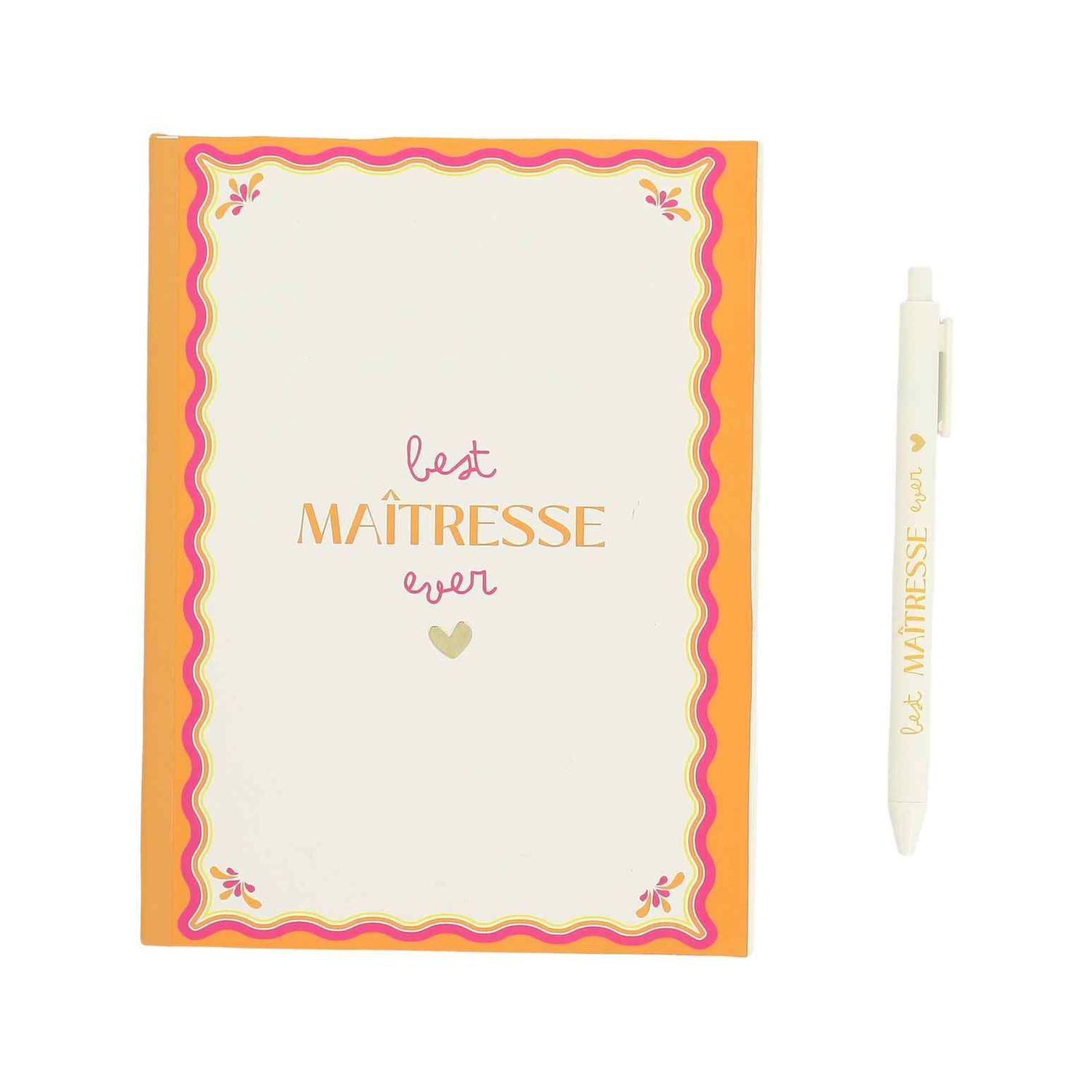 CARNET ET STYLO BEST MAITRESSE EVER 15X20CM 60PAGES