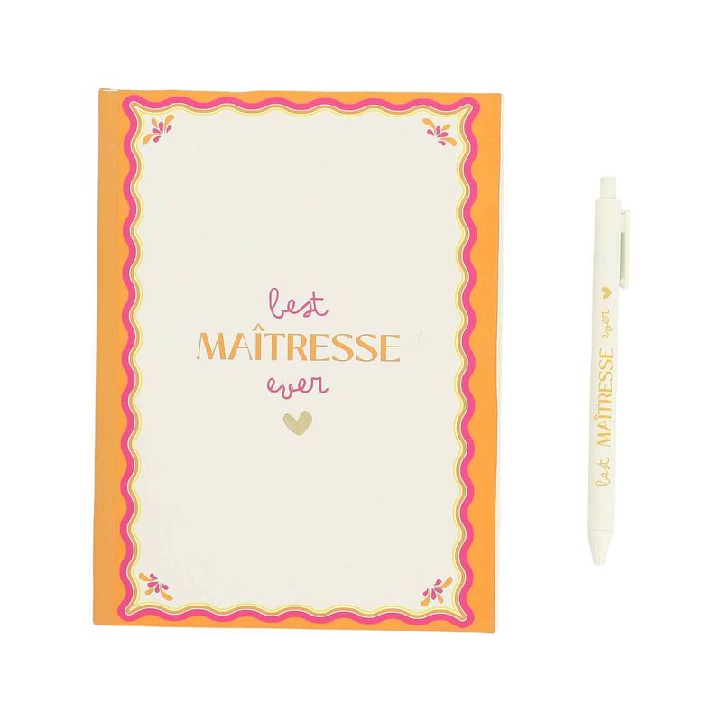 CARNET ET STYLO BEST MAITRESSE EVER 15X20CM 60PAGES