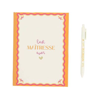 CARNET ET STYLO BEST MAITRESSE EVER 15X20CM 60PAGES