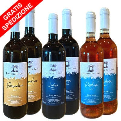 Offerta "Wine Discover Fattoria Le Luci" - 6 bottiglie 0,75L (2 Lucino + 2 Biancaluce + 2 Rosèlisa)