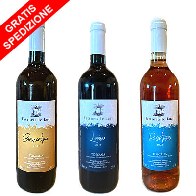 Offerta "Wine Taste Fattoria Le Luci" - 3 bottiglie 0,75L (1 Lucino + 1 Biancaluce + 1 Rosèlisa)