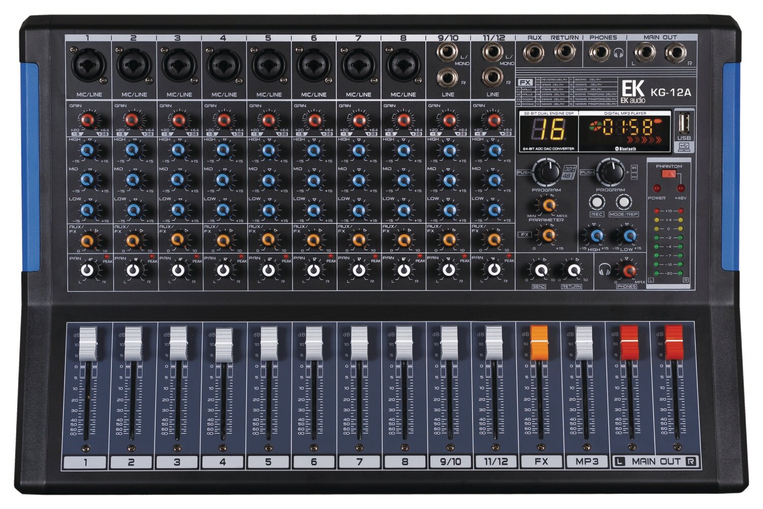 MESA DE MEZCLAS EK AUDIO PASIVA CON EFECTOS KG12A