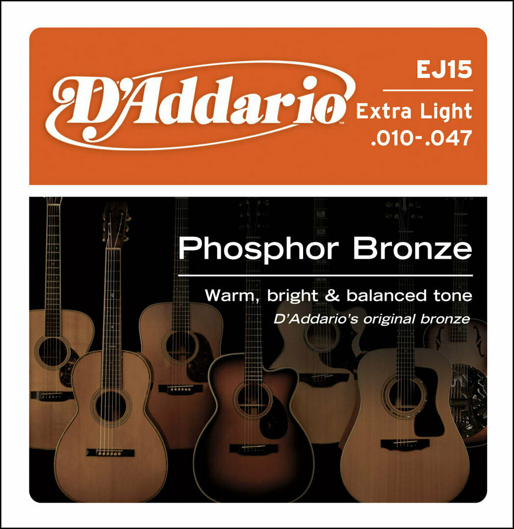 JUEGO DE CUERDAS PARA GUITARRA ACUSTICA "D'ADDARIO" EJ-15
