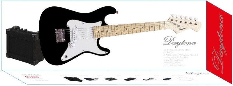 PACK DE GUITARRA ELECTRICA JUNIOR DAYTONA TIPO STRATOCASTER NEGRO PACK DE GUITARRA ELECTRICA JUNIOR DAYTONA TIPO STRATOCASTER NEGRO