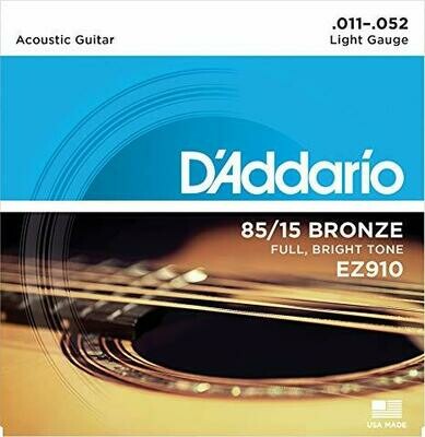 JUEGO DE CUERDAS PARA GUITARRA ACUSTICA JUEGO DE CUERDAS PARA GUITARRA ACUSTICA "D'Addario" EZ-910