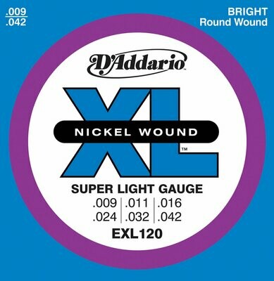 JUEGO DE CUERDAS PARA GUITARRA ELECTRICA "D'ADDARIO" EXL-120