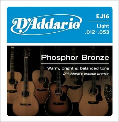 JUEGO DE CUERDAS PARA GUITARRA ACUSTICA JUEGO DE CUERDAS PARA GUITARRA ACUSTICA "D'ADDARIO" EJ-16