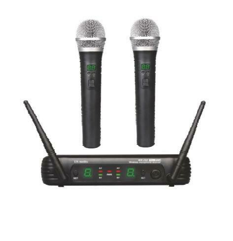 DOS MICROFONOS INALAMBRICOS DE MANO EK UHF