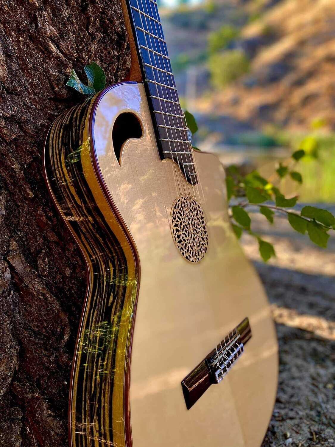 Guitarra artesana ébano catedral estrecho