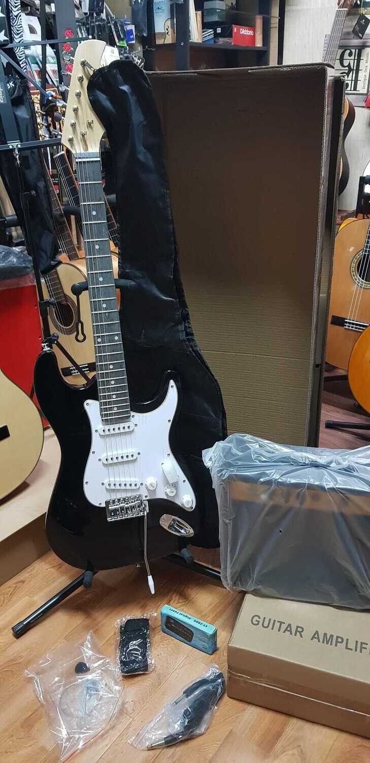 PACK DE GUITARRA ELECTRICA DAYTONA TIPO STRATOCASTER NEGRO