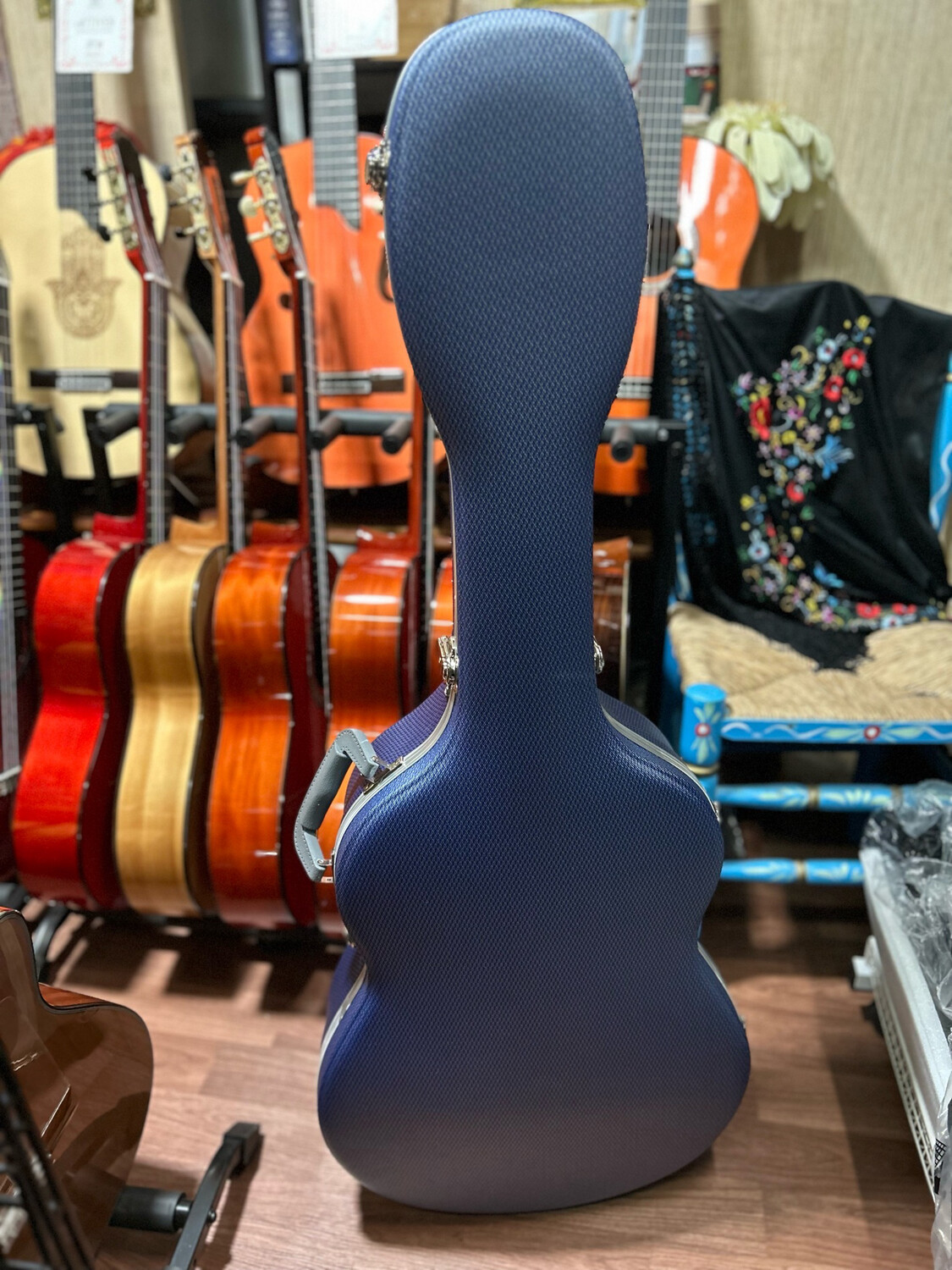 Estuche de ABS color azul cuadrado carbono