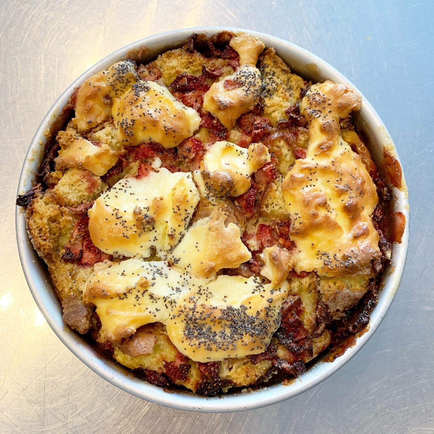 Strawberry Poppy Bread Pudding (whole)