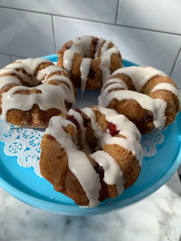 Lemon Raspberry Drizzle Bundts (vegan) | 1/2 dz