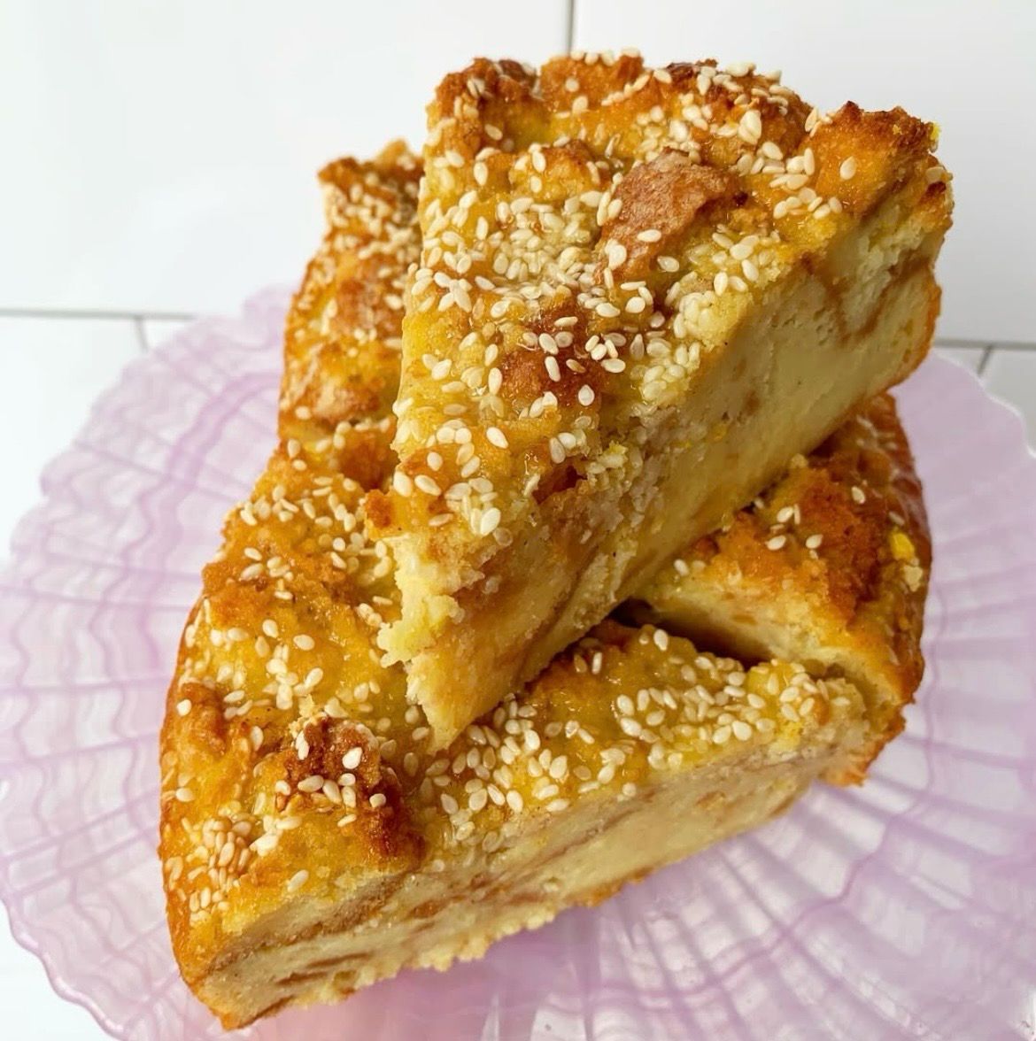 Orange Sesame Bread Pudding (slice)