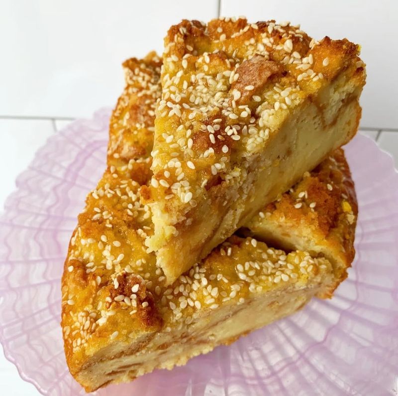 Orange Sesame Bread Pudding