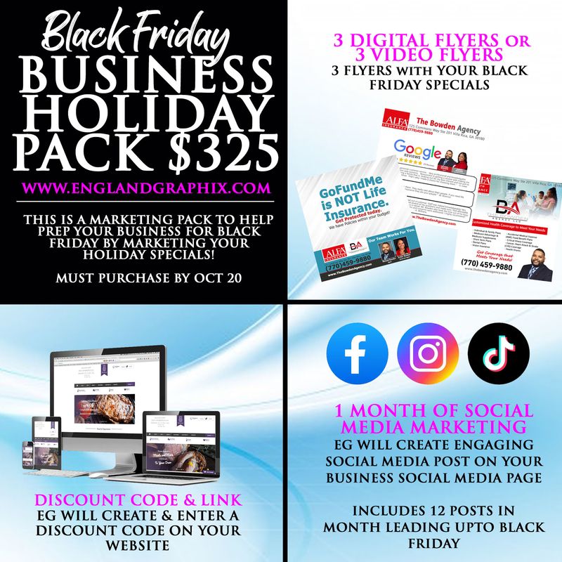 Black Friday Business Holiday Package $325 Total