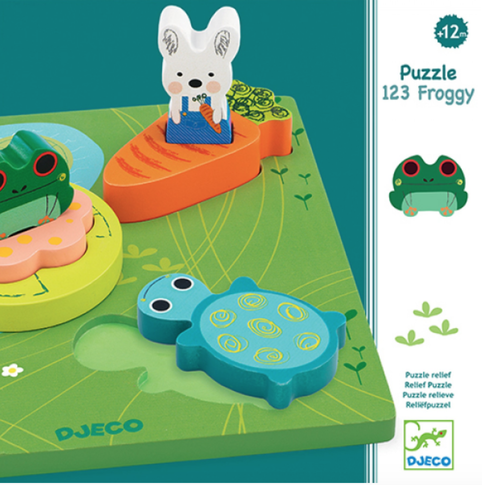 Houten puzzel - 123 Froggy