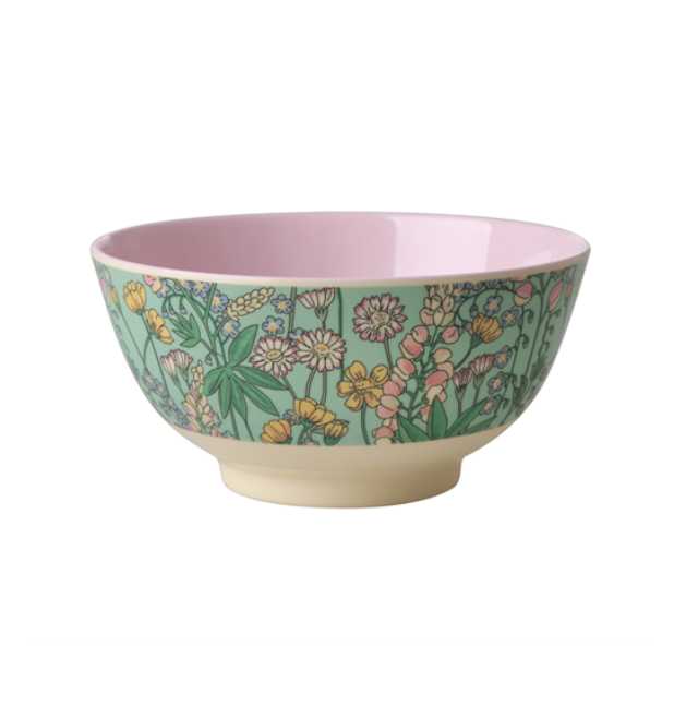 Medium melamine bowl  - Green - Lupin Print