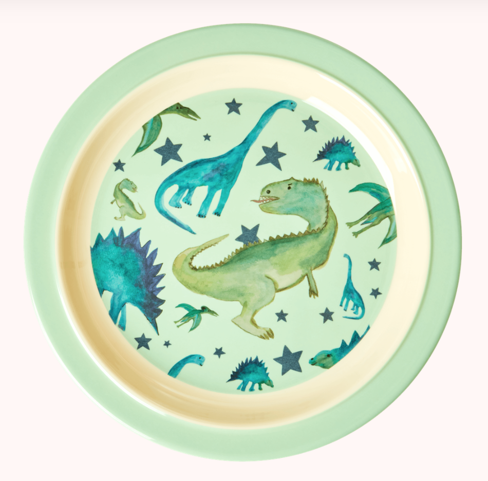 Melamine bord - groen - dino print