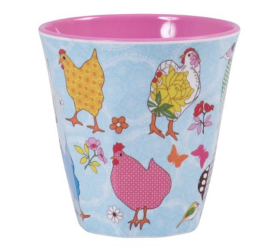 Medium melamine cup - hen print