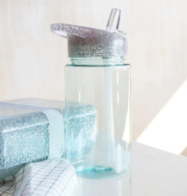 Drinkfles glitter zilver