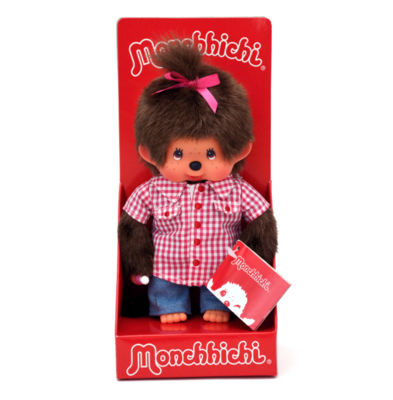 Monchhichi 20cm Pink Checker Shirt &amp; Denim Girl