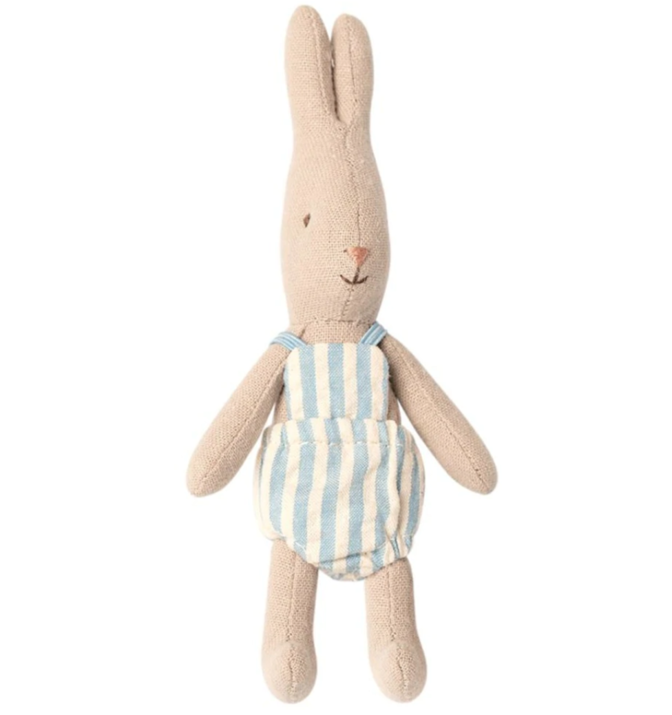 Maileg konijn, Micro Rabbit met gestreept pakje, 16 cm