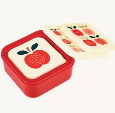 Snackdoosjes  vintage apples - Set van 3
