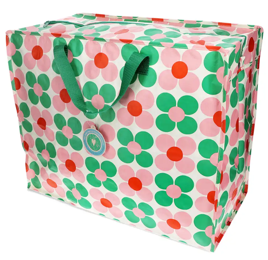 Opbergtas - Pink and green Daisy