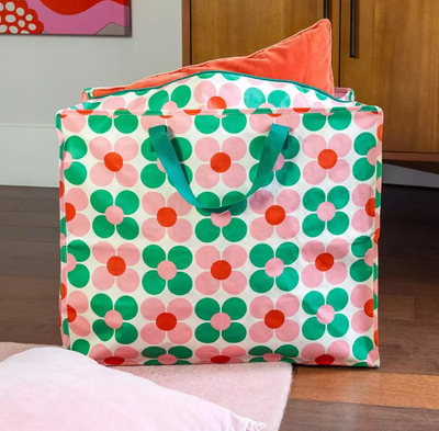 Opbergtas - Pink and green Daisy